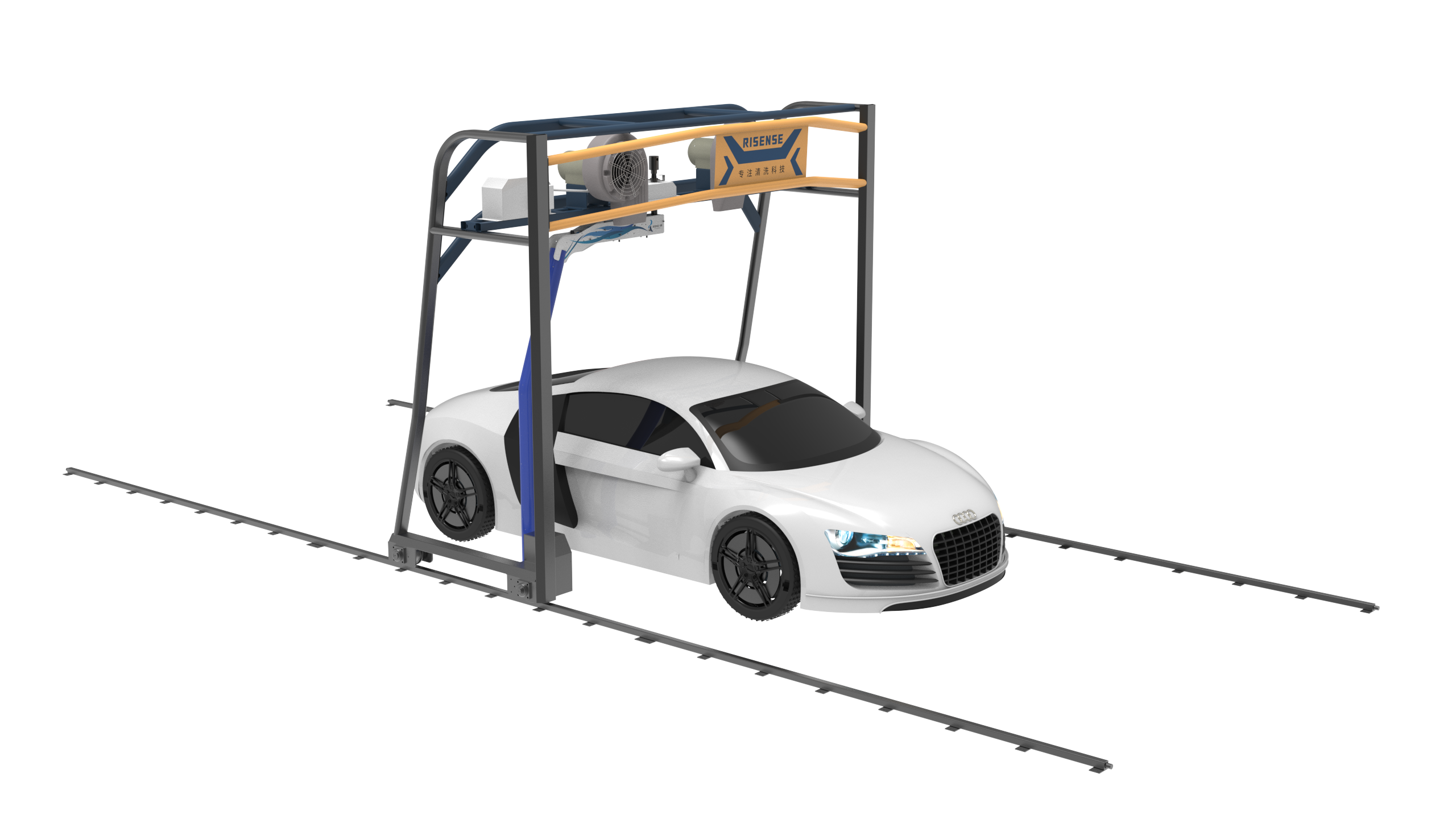 Rollover type single arm touchless car wash machine