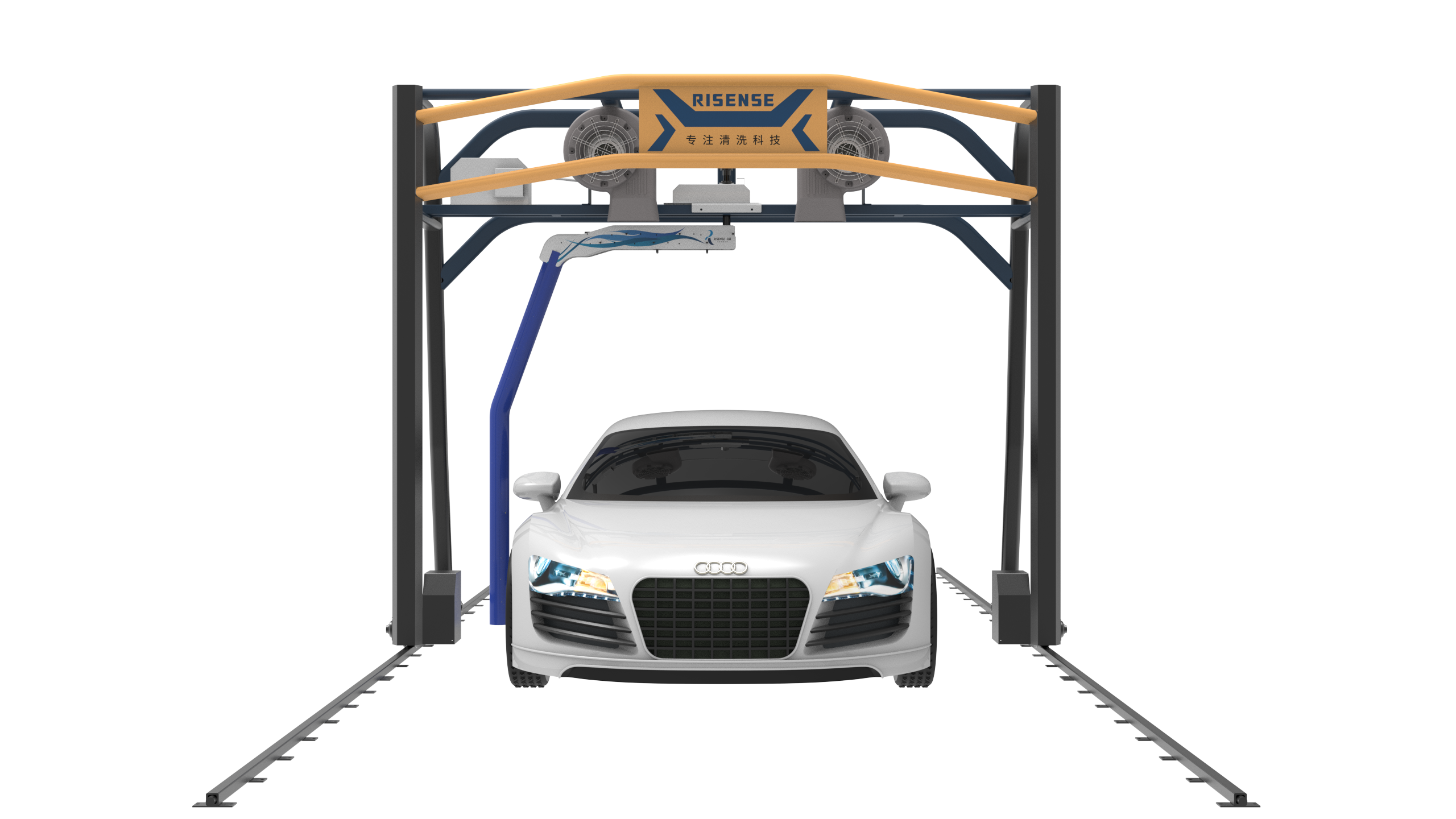 Rollover type single arm touchless car wash machine